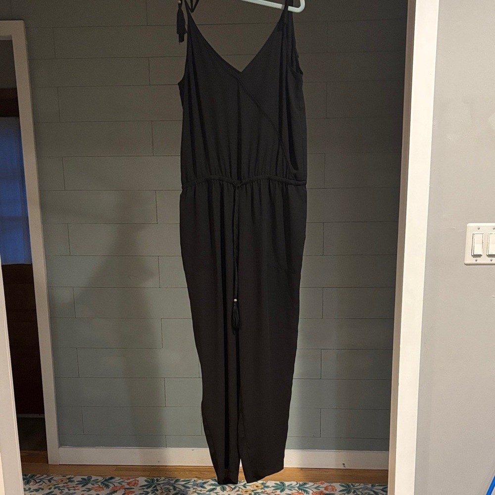 J.Crew Black Tassel Spaghetti Strap Pant Romper Jumpsuit